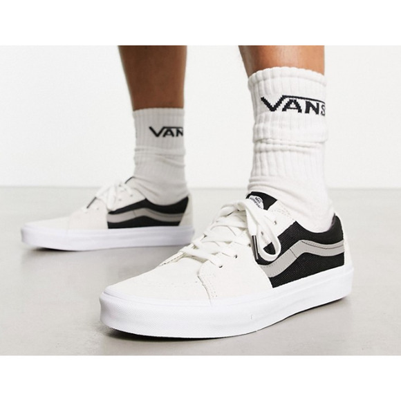 VANS SK8-Low 2 Tone White/Black Suede Men\'s Sneakers Shoes Size 13 NEW main image 5